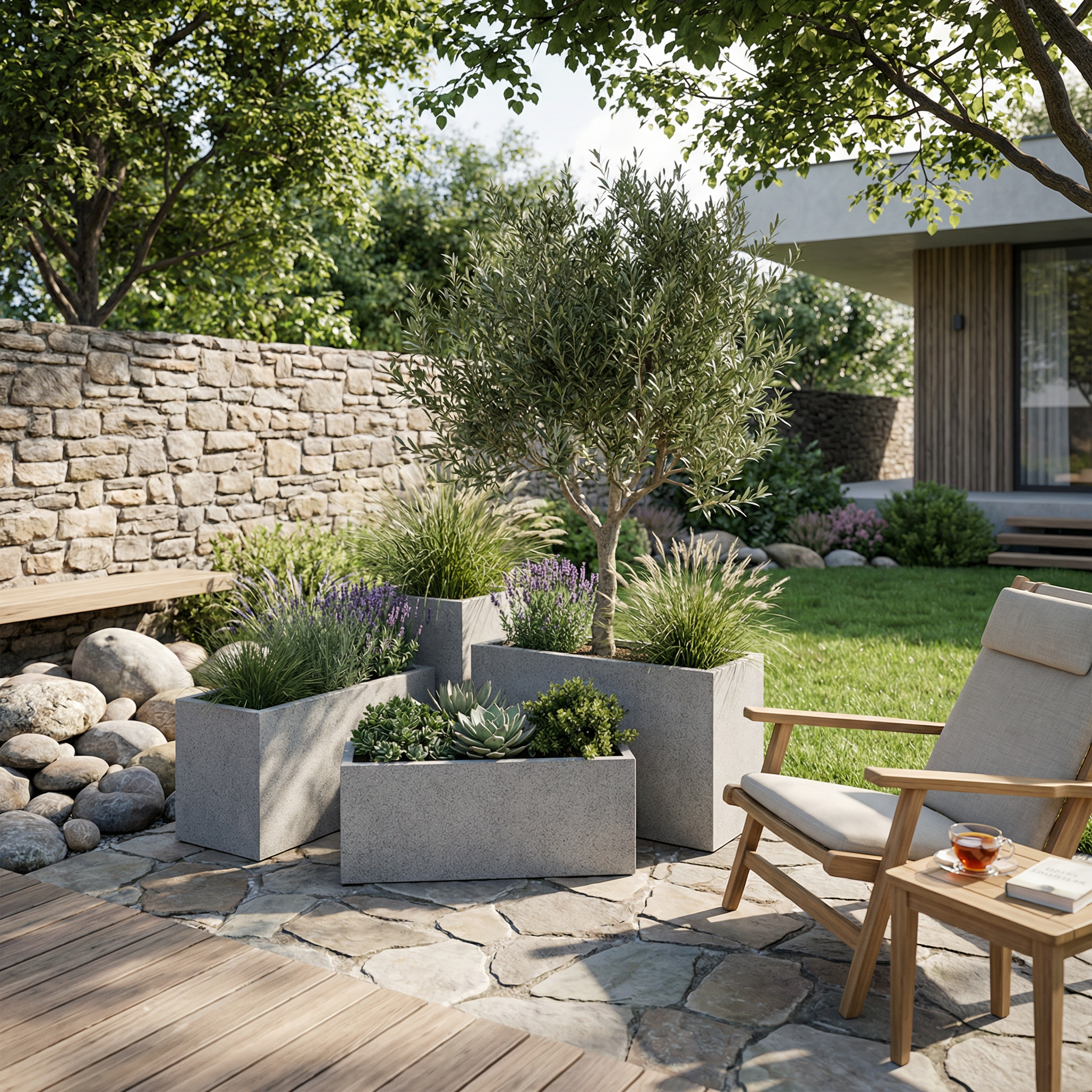 ECKIG Hafif Beton Saksı 